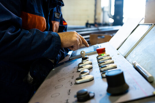 Machine controle panel buttons in the metal factory