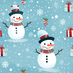 Snowman Christmas theme background seamless