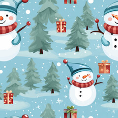 Snowman Christmas theme background seamless