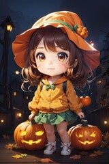 Petite fille d&eacute;guis&eacute;e en sorci&egrave;re pour Halloween