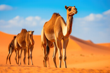 Camel Train in the Heart of the Arid Desert