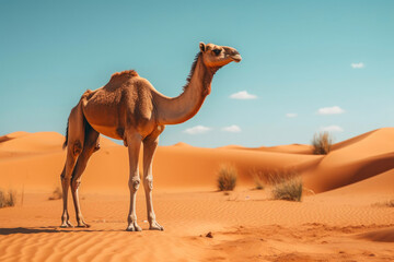 Serene Desert Scene with Standing Camel