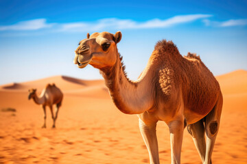 Camel's Tranquil Stance in the Arid Desert