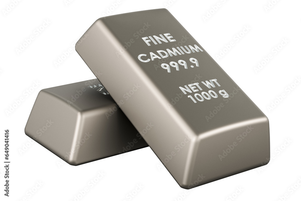 Poster cadmium ingots, 3d rendering isolated on transparent background