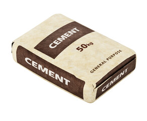 Cement bag with generic package design isolated on transparent background. 3D illustration