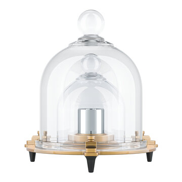 International Prototype Of The Kilogram With Protective Double Glass Bell. 3D Rendering Isolated On Transparent Background