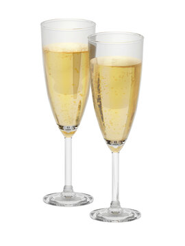 Champagne glasses isolated on transparent background. 3D illustration