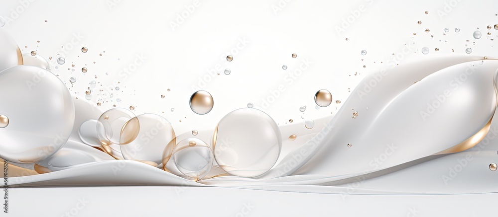 Poster abstract white background with circular elements volumetric figures create texture for a screensaver
