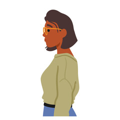 Confident Black Adult Woman, Profile View, Exudes Strength And Elegance With Her Poised Stance And Striking Silhouette