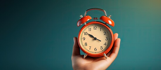a successful alarm clock with a hand indicating achievement