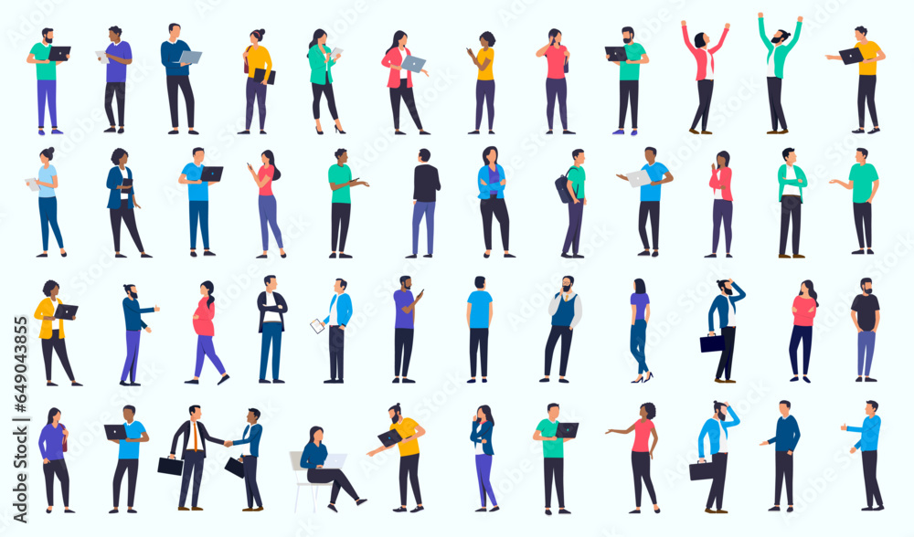 Fototapete businesspeople and office people collection - set of vector illustrations with various diverse chara