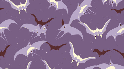 pterodactyl pattern. Purple pattern. Children's pattern for textiles, napkins, linen. © Qaasim