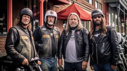 Gordijnen Group of motorcycle friends on the road driving  © Artofinnovation
