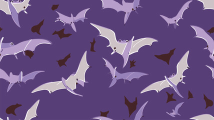 pterodactyl pattern. Purple pattern. Children's pattern for textiles, napkins, linen. © Qaasim