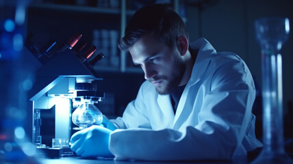 Scientist or lab technician working inside labratory