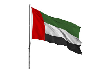 Waving United Arab Emirates flag ensign white background