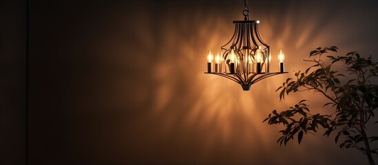 A metal chandelier enhances the atmosphere at home - obrazy, fototapety, plakaty