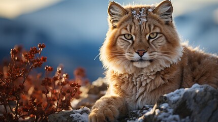 A graceful and agile puma, its tawny fur blending into the rocky terrain of the Andes.