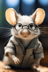 retrato de un ratón con gafas - obrazy, fototapety, plakaty