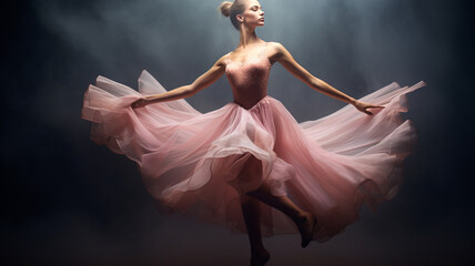 Beautiful young female ballet dancer dancing wearing dress - obrazy, fototapety, plakaty