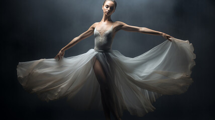 Fototapeta premium Beautiful young female ballet dancer dancing wearing dress