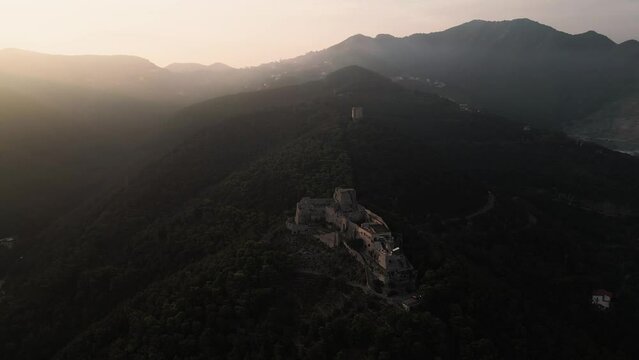 Aerial view of Arechi Castle in the city of Salerno in Campania Italy