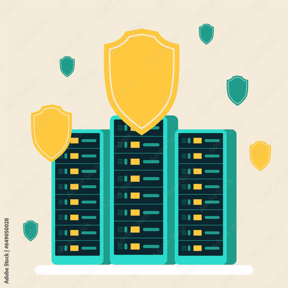 Poster database security, phishing, hacker attack, data server web concept. cyber security. personal data p
