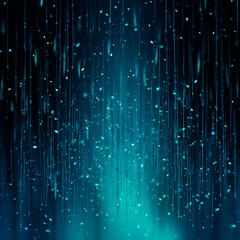 Bluish matrix rain particles background - obrazy, fototapety, plakaty