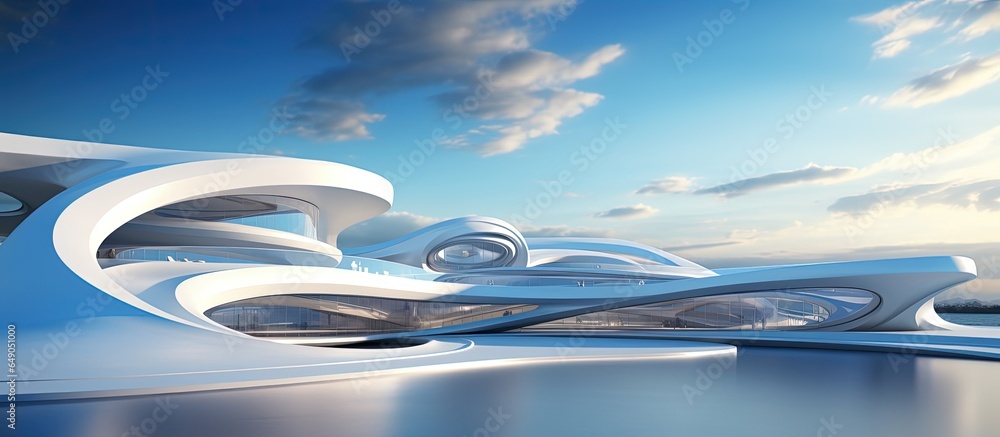 Poster abstract architecture on cloudy sky backdrop