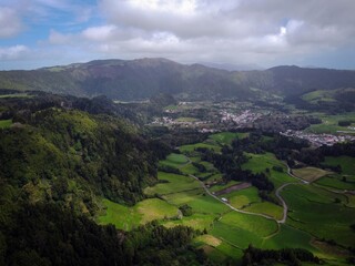 Furnas town panoramic view, Sao Miguel, Azores