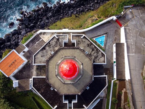 Arnel lighthouse near Nordeste, Sao Miguel, Azores, Portugal