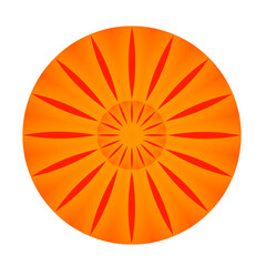 orange rosette mit roten strahlen, sonnenmotiv als illustration,