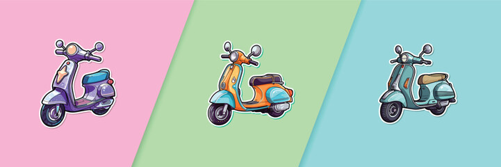 scooter sticker. kawaii cartoon illustration © Khaula_Annasya