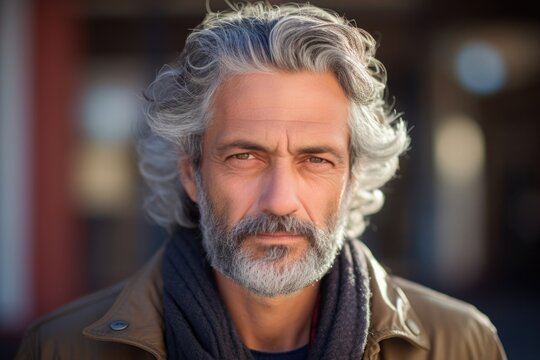 A thoughtful Greek man in his early fifties, his graying hair as unruly as his spirited campaign for immigrant rights. His clear blue eyes hold a calm determination. His traditional fustanella