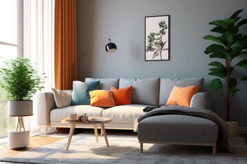 Modern family living room decoration renderings