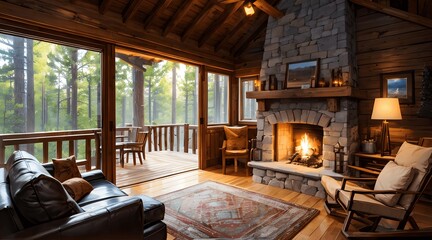 Obraz na płótnie Canvas living room with fireplace