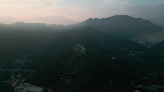 Aerial view of Arechi Castle in the city of Salerno in Campania Italy