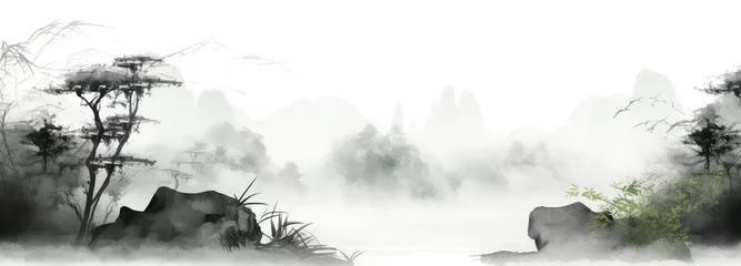 Stoff pro Meter Chinese style ink landscape painting © evening_tao