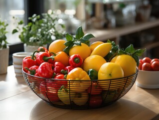 Fresh fruit in tabletop basket