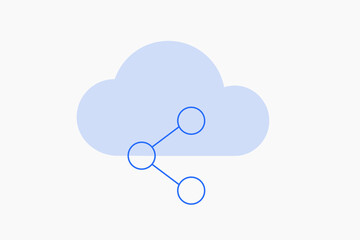 Geometric share cloud hosting technology illustration in flat style design. Vector illustration. 