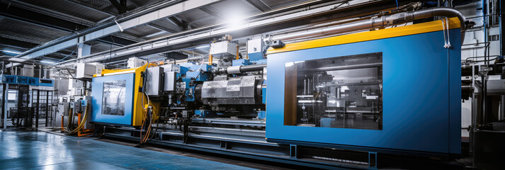 Wide format CNC machine tools at work in a modern factory