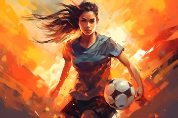 Fotobehang Female soccer player © Rod T