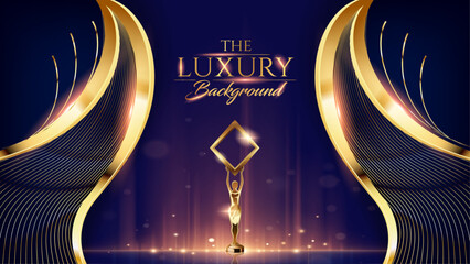 Blue and Golden Award Background. Wedding Card Design. Birthday Party Post. Anniversary Greeting Card. New Year Poster. Event Stage Backdrop. Show Led Motion Visuals. 