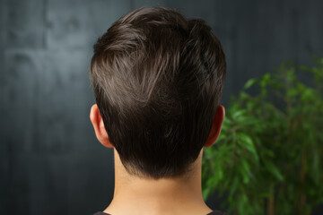 Obraz premium Back view of man's hair, concept of hair transplant, hair care. Generative AI.