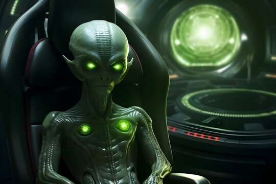 Alien sitting alien portrait