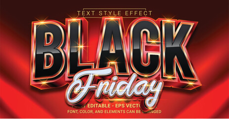 Black Friday Text Style Effect. Editable Graphic Text Template.