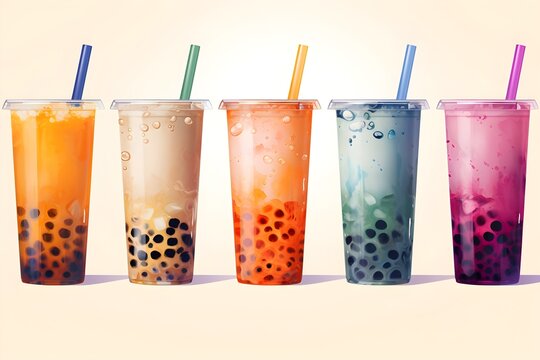 Bubble tea on light background