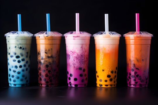 Bubble tea on dark background