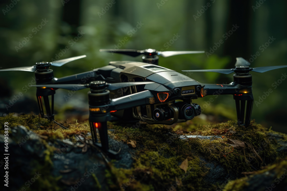 Poster an autonomous drone using ai technology to navigate and complete tasks. generative ai.