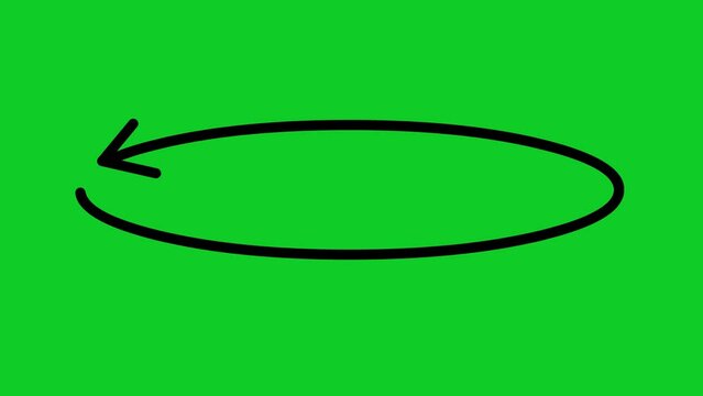 video animation icon circular arrow rotating at floor level, on a green chroma key background
